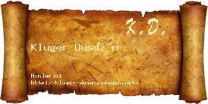 Kluger Dusán névjegykártya